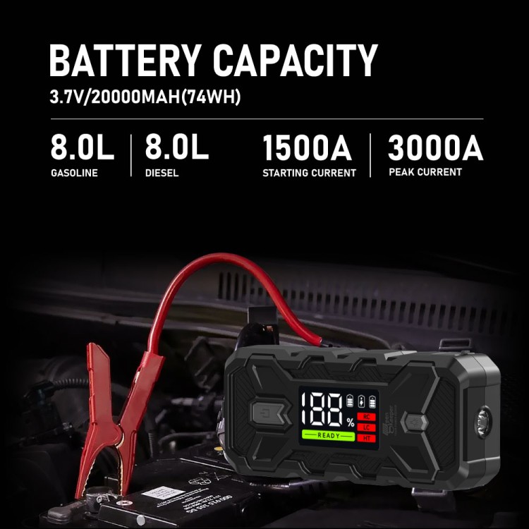 Master GK-J1204 Car Jump Starter 3000A for 12V Vehicles